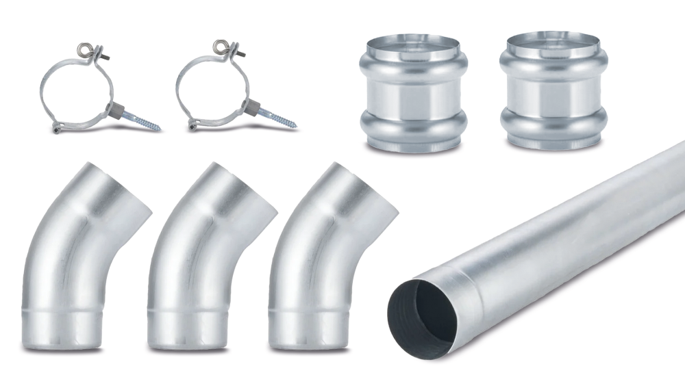 Zinken afvoerset platdak, onderuitloop 