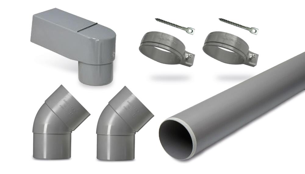 PVC afvoerset t.b.v. platdak- stadsuitloop