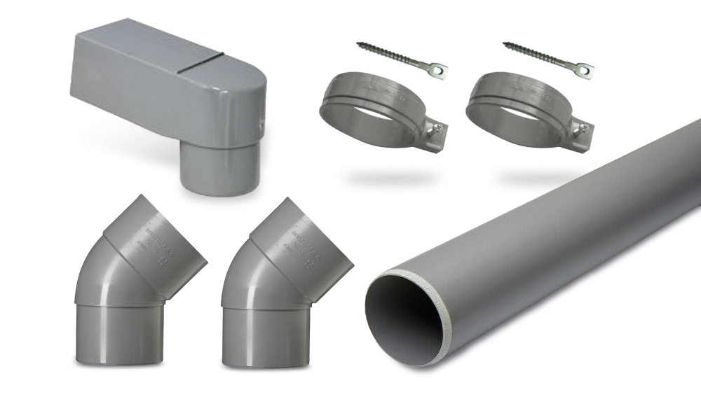 PVC afvoerset t.b.v. platdak- stadsuitloop