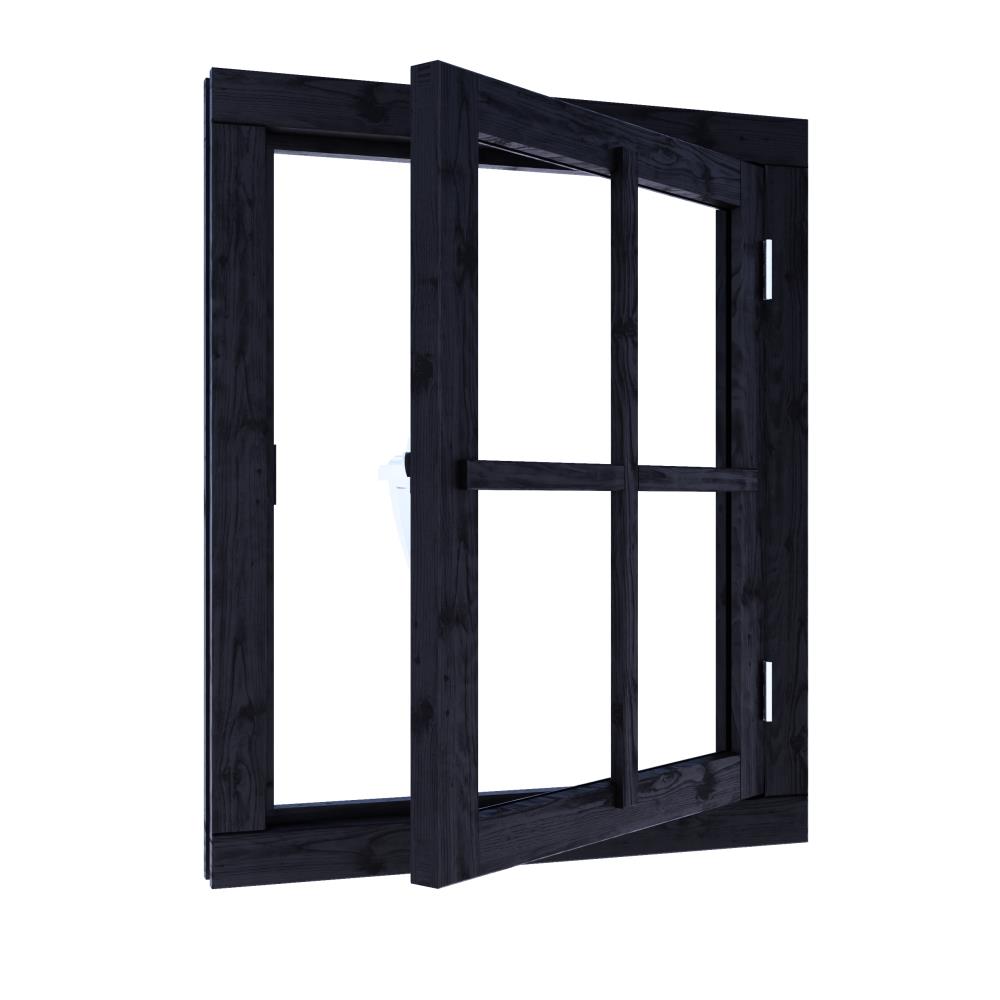 DOUGLAS Vleugelraam RD enkel 642x812 +kozijn 776x946mm Zwart gespoten