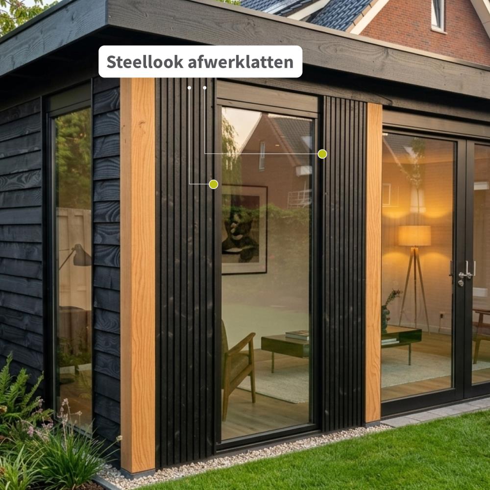 Afwerkingsset Steellook glaswand - zwart gespoten