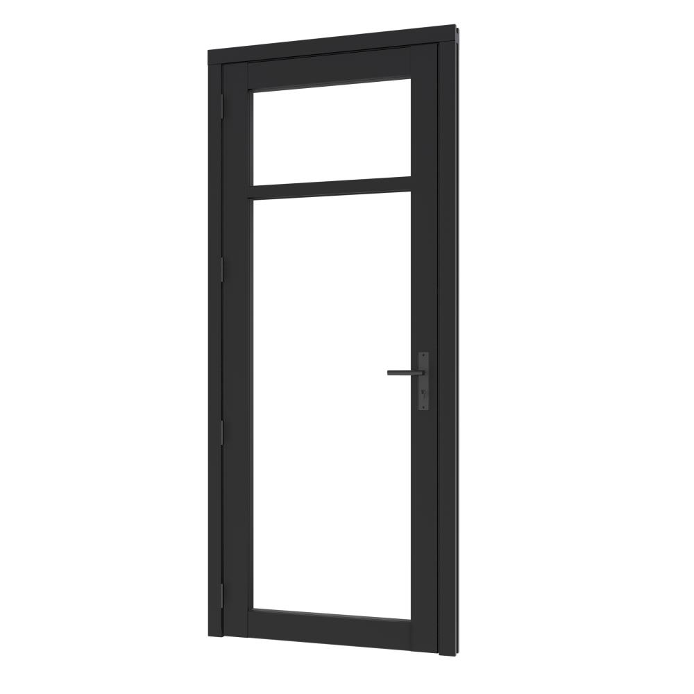 DG-Steellook deur enkel (01) (LD) 880x2274mm+kozijn 1012x2345mm Zwart gespoten (gelaagd dubbelglas)