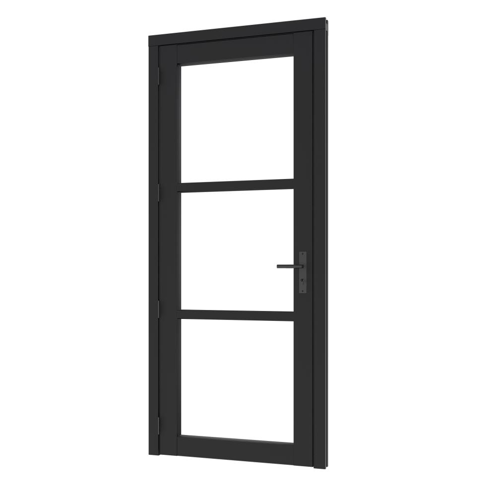 DG-Steellook deur enkel (02) (LD) 880x2274mm+kozijn 1012x2345mm Zwart gespoten (gelaagd dubbelglas)
