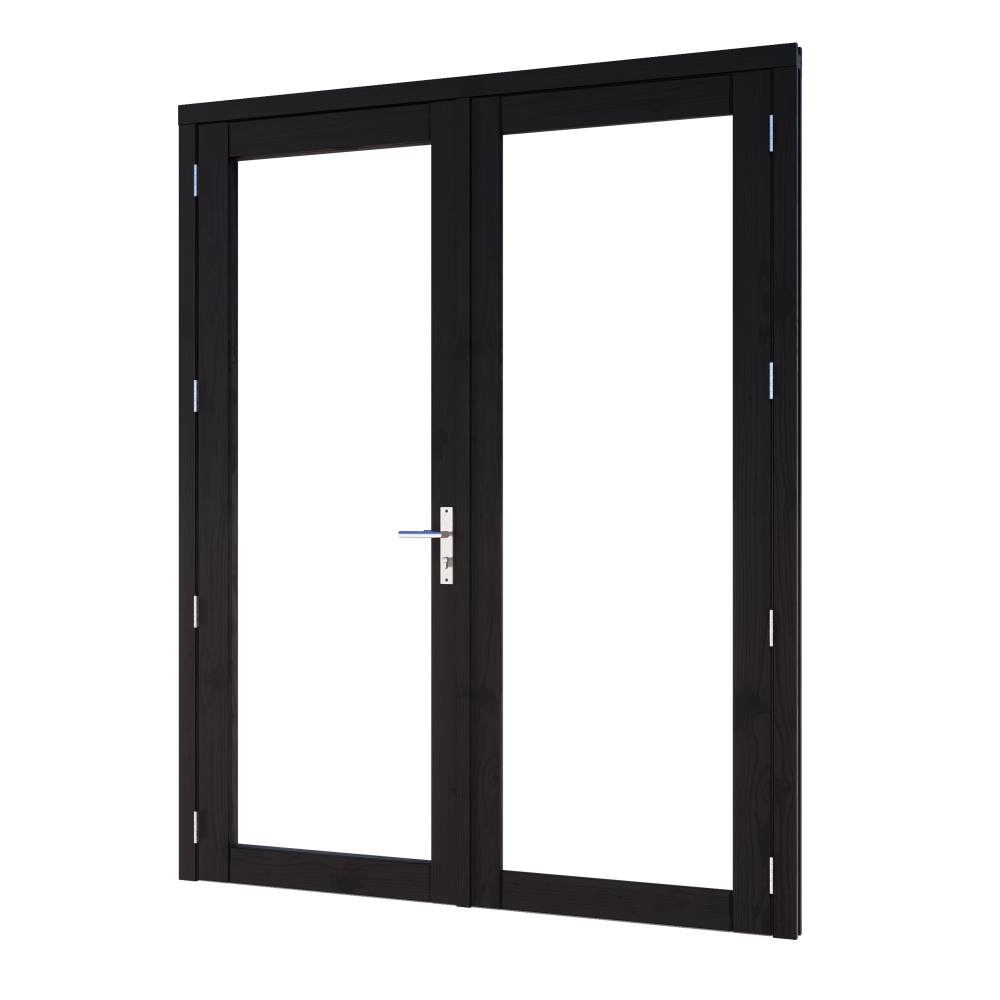 DG-Steellook deur dubbel (00) 2x880x2274mm+kozijn 1878x2345mm Zwart (gelaagd dubbelglas)