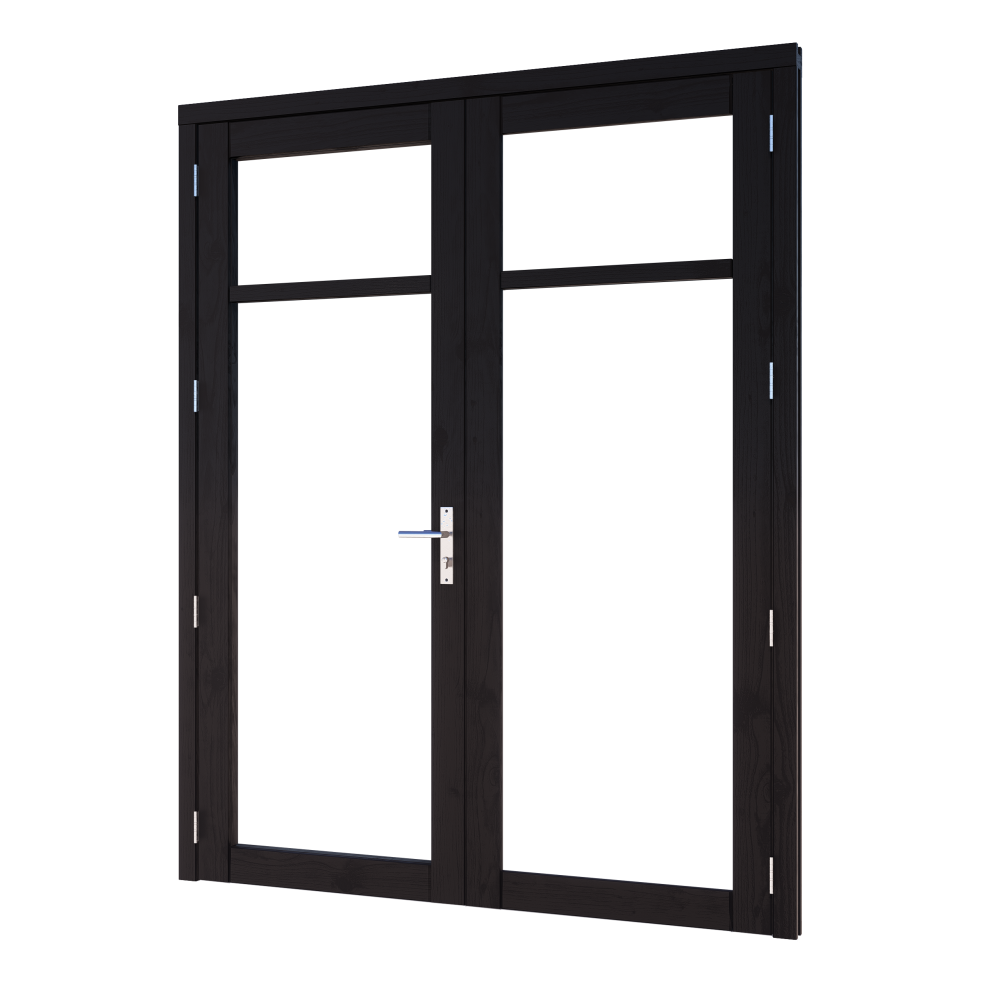 DG-Steellook deur dubbel (01) 2x880x2274mm+kozijn 1878x2345mm Zwart (gelaagd dubbelglas,en H&S) 