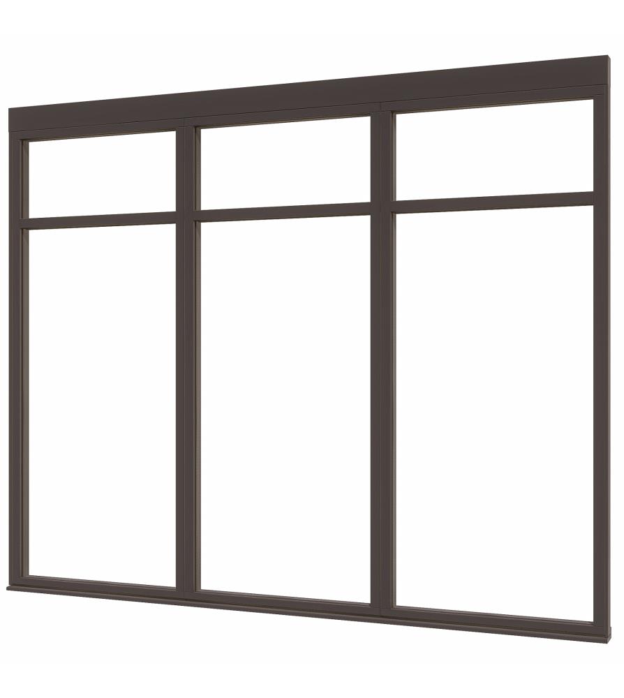 DOUGLAS Steellook glaswand R-01 (2980x2300) + stelkozijnset ZW gespoten (gelaagd dubbelglas)