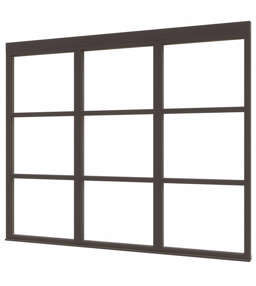 DOUGLAS Steellook glaswand R-02 (2980x2300) + stelkozijnset ZW gespoten (gelaagd dubbelglas)