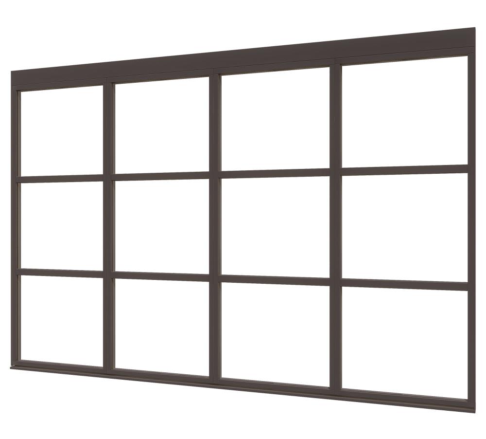 DOUGLAS Steellook glaswand T-02 (3480x2300) + stelkozijnset ZW gespoten (gelaagd dubbelglas)