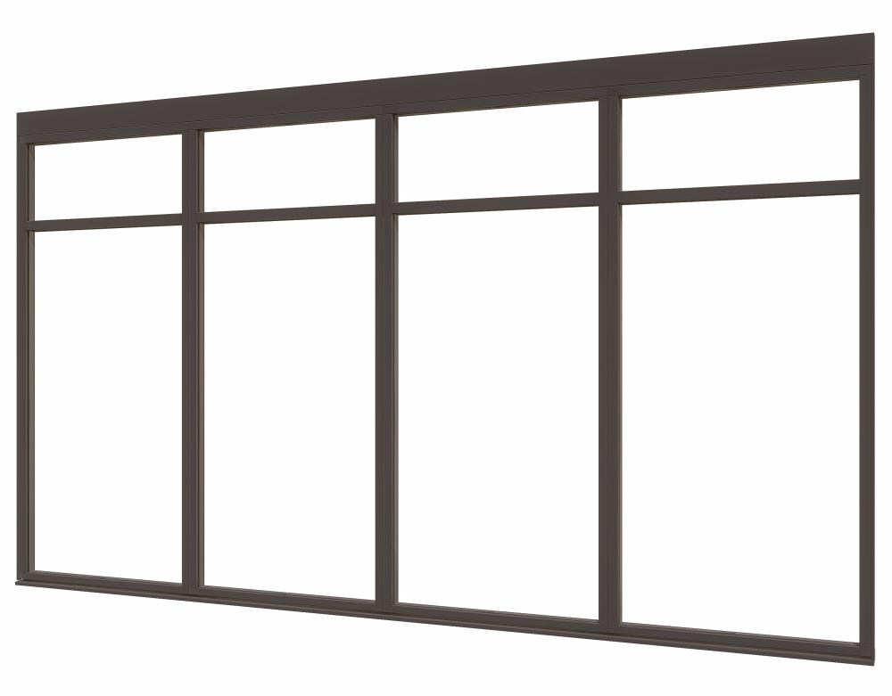 DOUGLAS Steellook glaswand V-01 (3935x2300) + stelkozijnset ZW gespoten (gelaagd dubbelglas)