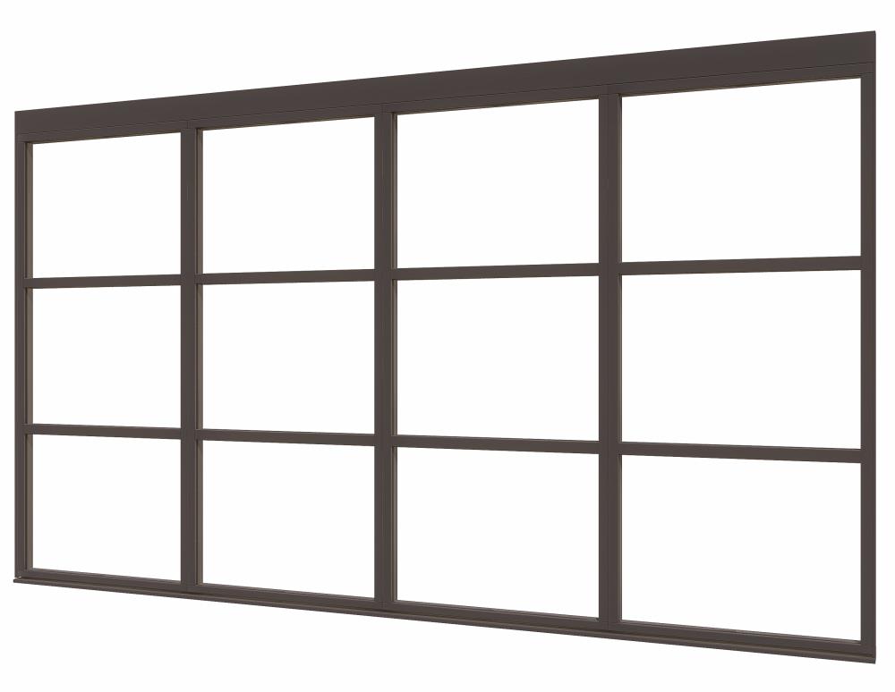 DOUGLAS Steellook glaswand V-02 (3935x2300) + stelkozijnset ZW gespoten (gelaagd dubbelglas)