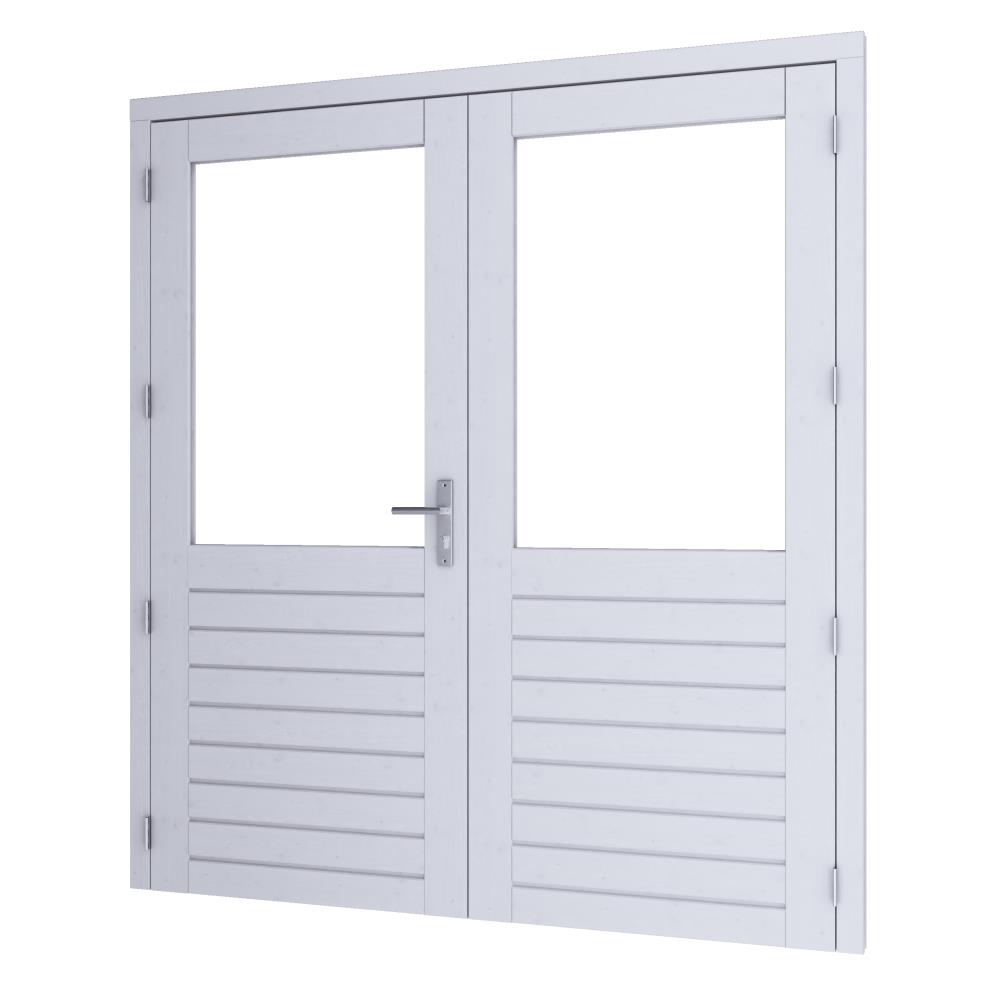 DG-Stapeldorpeldeur dubbel de LUXE 2x930x2111mm + kozijn 1996x2191mm bw 955mm Wit gegrond