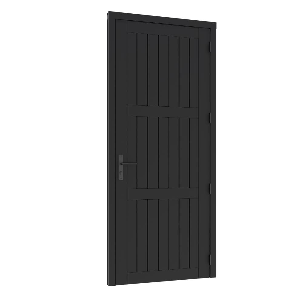 DG-Steellook Paneeldeur enkel (03) (RD) 880x2274mm+kozijn 1012x2345mm Zwart gespoten (3 panelen)