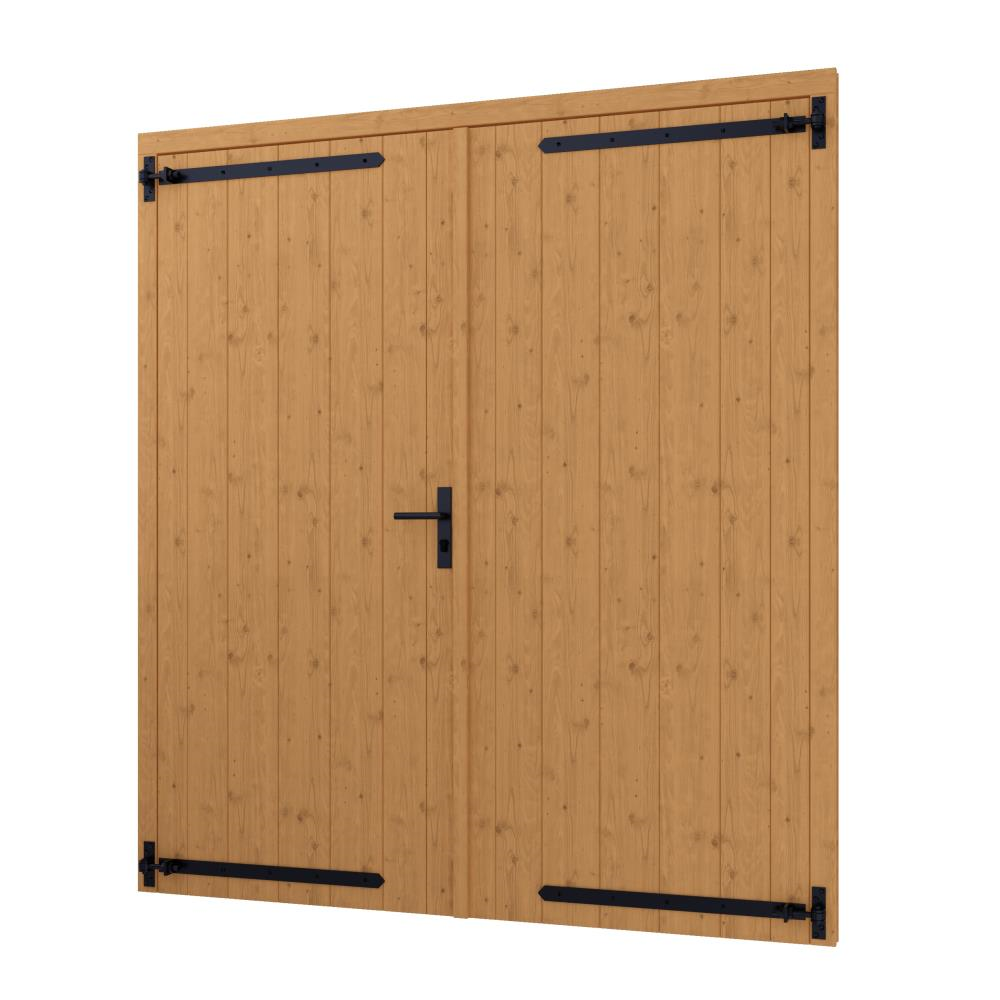 DOUGLAS Opgeklampte deur dubbel DE LUXE  1860x2129+kozijn 1996x2200mm (Onbehandeld, incl. H&S)