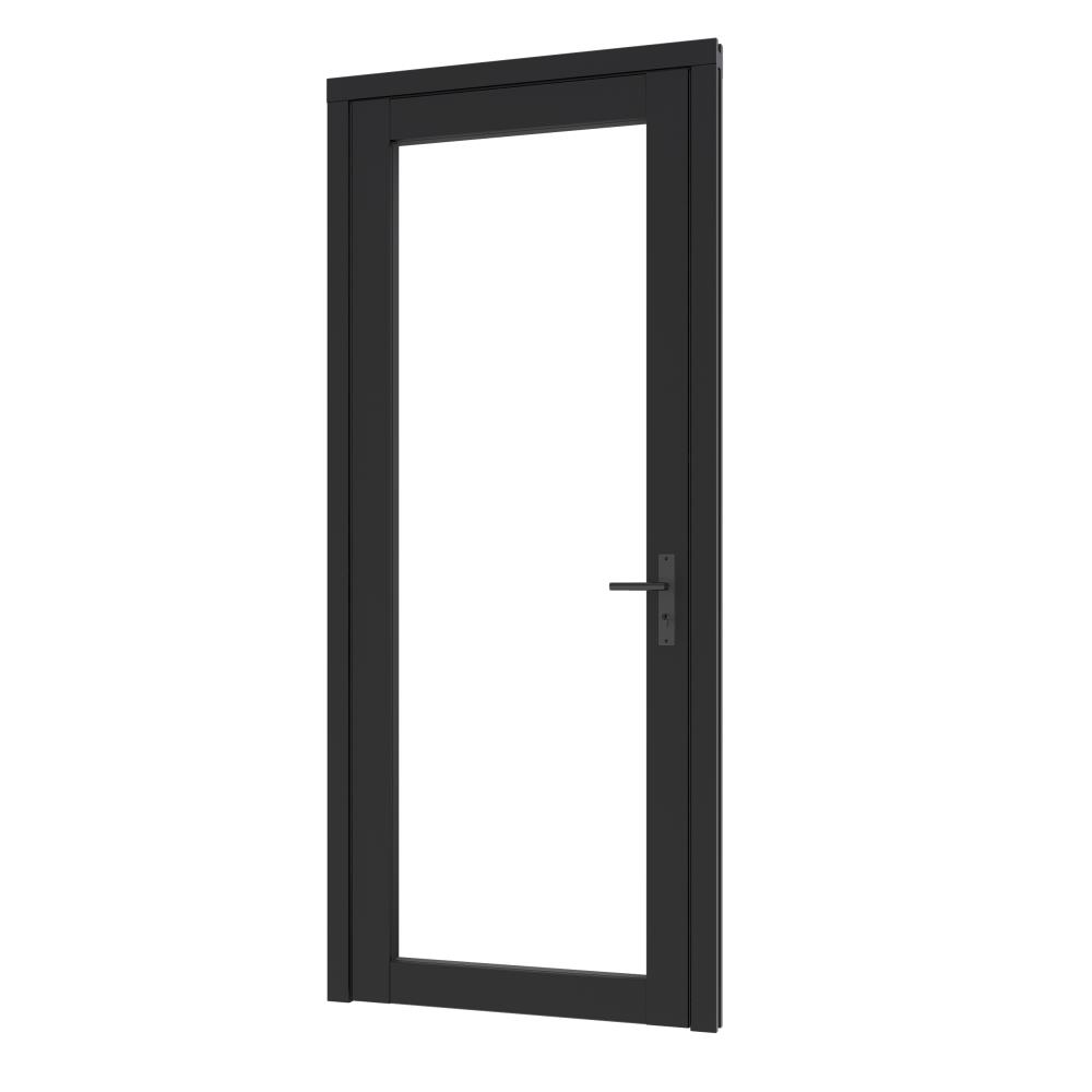 Steellook deur enkel (00) (LD) 880x2274mm+kozijn 1012x2345mm ZW-gesp. (gelaagd DB-glas+blinde schrn)