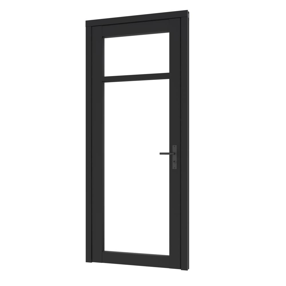 Steellook deur enkel (01) (LD) 880x2274mm+kozijn 1012x2345mm ZW-gesp. (gelaagd DB-glas+blinde schrn)