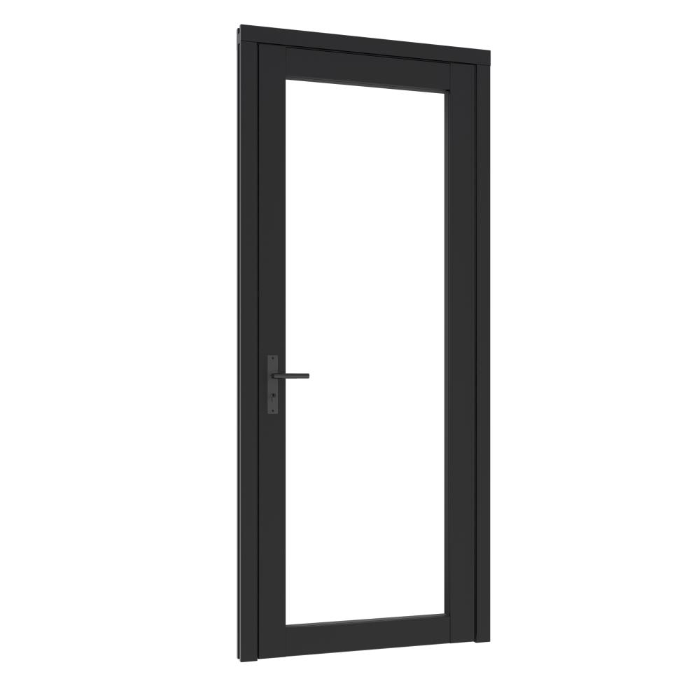 Steellook deur enkel (00) (RD) 880x2274mm+kozijn 1012x2345mm ZW-gesp. (gelaagd DB-glas+blinde schrn)
