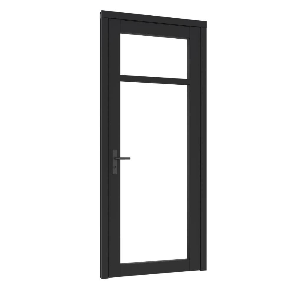 Steellook deur enkel (01) (RD) 880x2274mm+kozijn 1012x2345mm ZW-gesp. (gelaagd DB-glas+blinde schrn)