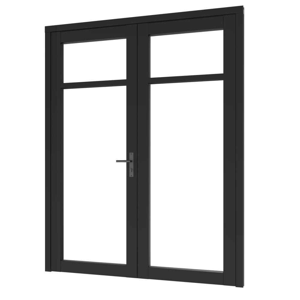 Steellook deur dubbel (01) 1760x2274mm+kozijn 1878x2345mm ZW-gesp. (gelaagd DB-glas+blinde schrn)