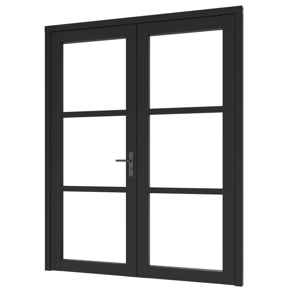 Steellook deur dubbel (02) 1760x2274mm+kozijn 1878x2345mm ZW-gesp. (gelaagd DB-glas+blinde schrn)