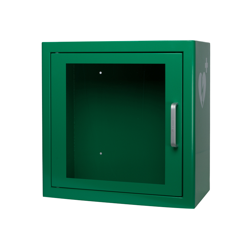 ARKY indoor cabinet green with alarm and ILCOR + AED text