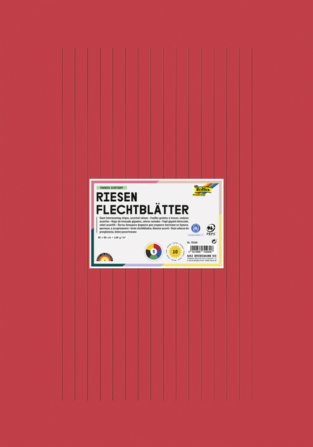 Vlechtpapier Folia 130gr 35x50cm 10 vel assorti kleuren