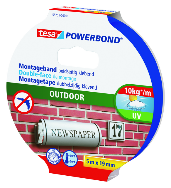 Montagetape tesa® Powerbond Outdoor dubbelzijdig 5mx19mm transparant – foto 2