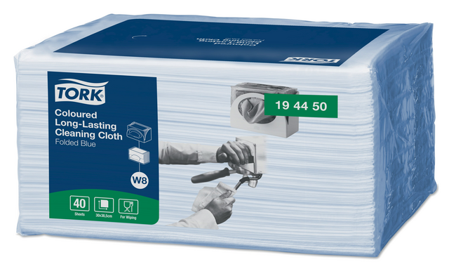 Reinigingsdoek Tork W8 Premium 1-laags 40 vel blauw 194450