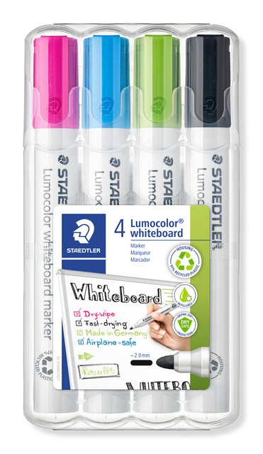 Whiteboardmarker Staedtler Lumocolor 351 set à 4 stuks fun assorti