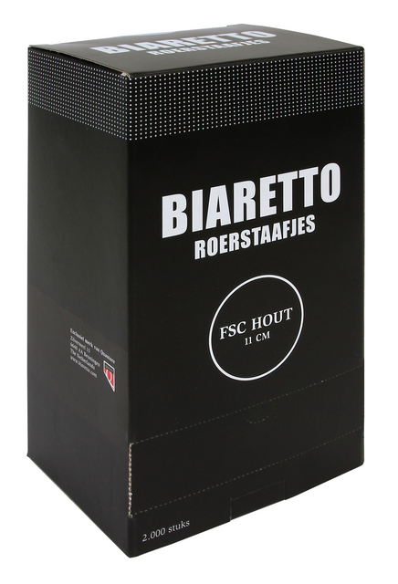 Roerstaafjes Biaretto hout 11cm 2000 stuks