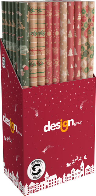Inpakpapier Kerst kraft 200x70cm assorti