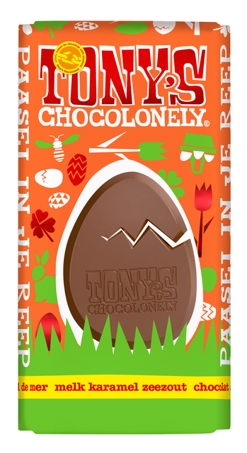Chocolade Tony's Chocolonely paasreep melk karamel zeezout 180 gram