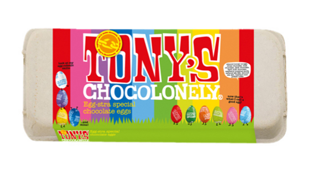 Chocolade Tony's Chocolonely paaseitjes doos mix groot 18 stuks