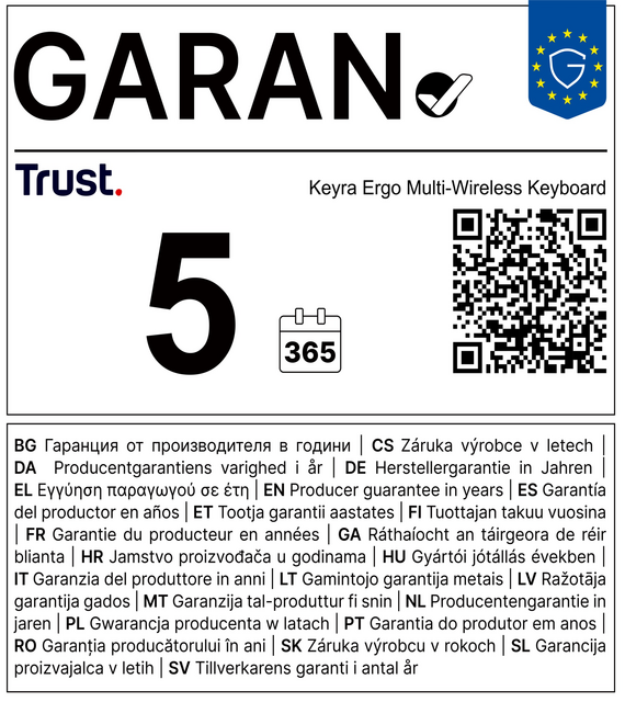 Toetsenbord Trust Keyra Ergo Multi draadloos QWERTY – foto 5