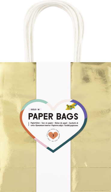Cadeautas Folia goud kraft 18x21x8cm 7 stuks