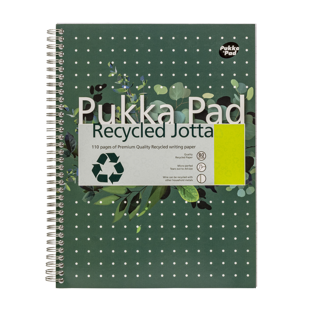 Collegeblok Pukka Pad Jotta Recycled A4 lijn 4-gaats 110 pagina's 80gr groen