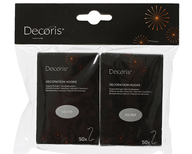 Kerstbalhaakjes Decoris ijzer blister à 2 doosjes à 50 stuks