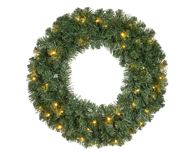Kerstkrans Everlands met LED verlichting 60cm