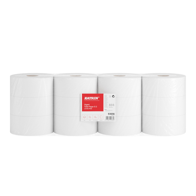 Toiletpapier Katrin Gigant S jumbo klein 2-laags 150m wit 93656 – foto 2