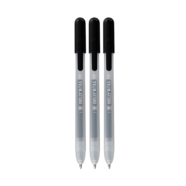 Gelschrijver Sakura Gelly Roll Classic 08 klikfunctie set à 3 stuks zwart