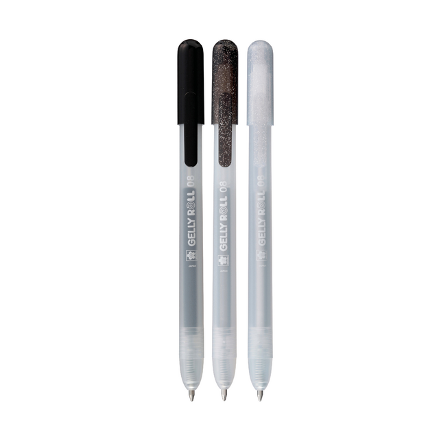 Gelschrijver Sakura Gelly Roll Special 08 klikfunctie set à 3 kleuren zilver