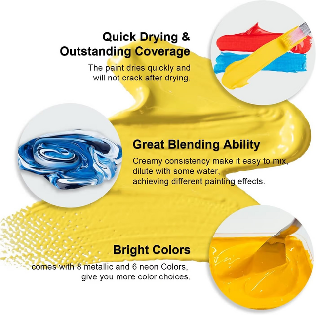 Gouache HIMI 56 kleuren 30gr inclusief neon en matellic opbergbox wit – foto 4