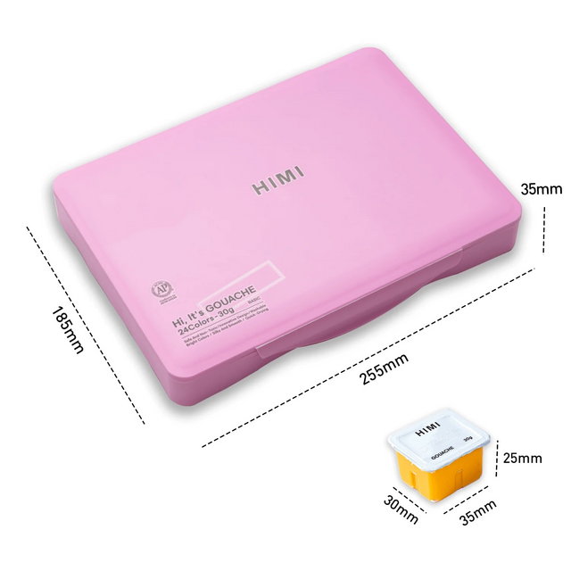 Gouache HIMI 24 kleuren 30gr opbergbox roze – foto 2