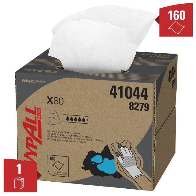 Poetsdoek WypAll X80 PowerClean 426x281mm 160vel dispenserdoos wit 8279 – foto 2