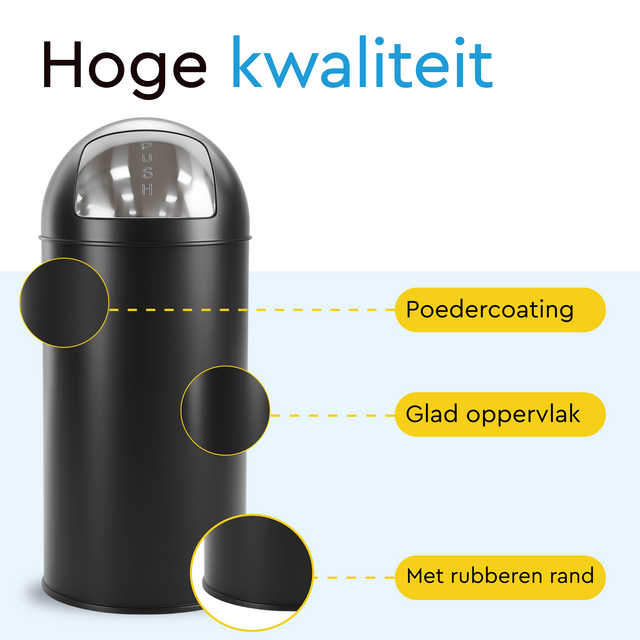 Afvalbak BRASQ Push Bin PB230+ 30 liter zwart – foto 4