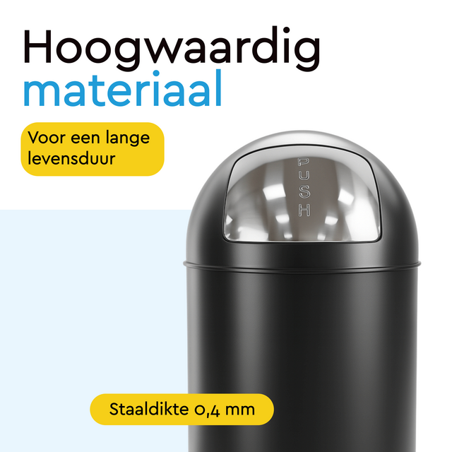 Afvalbak BRASQ Push Bin PB230+ 30 liter zwart – foto 5