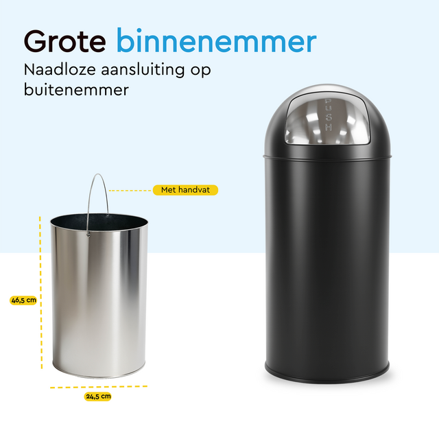 Afvalbak BRASQ Push Bin PB230+ 30 liter zwart – foto 8
