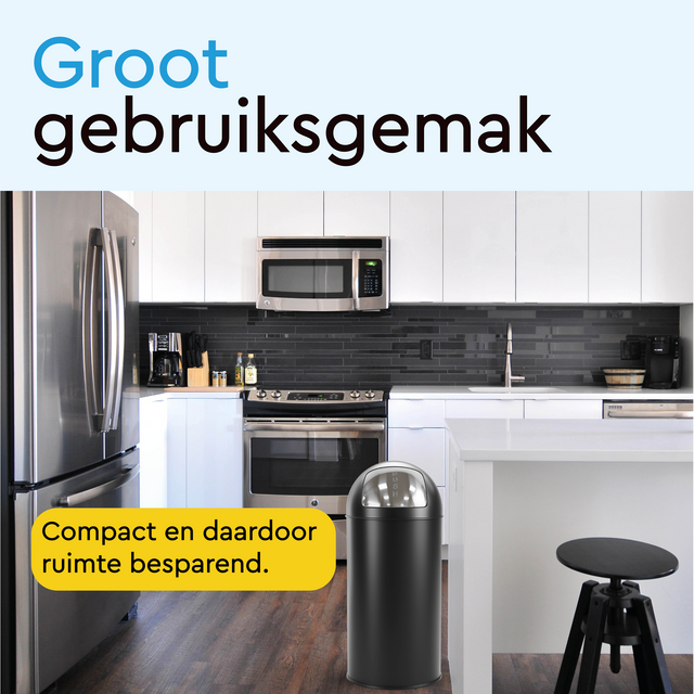 Afvalbak BRASQ Push Bin PB230+ 30 liter zwart – foto 9
