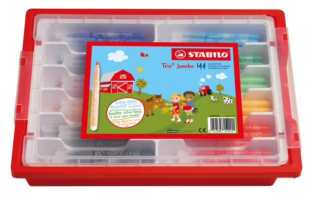Viltstift STABILO Trio Jumbo 380 XL assorti classpack à 144 stuks