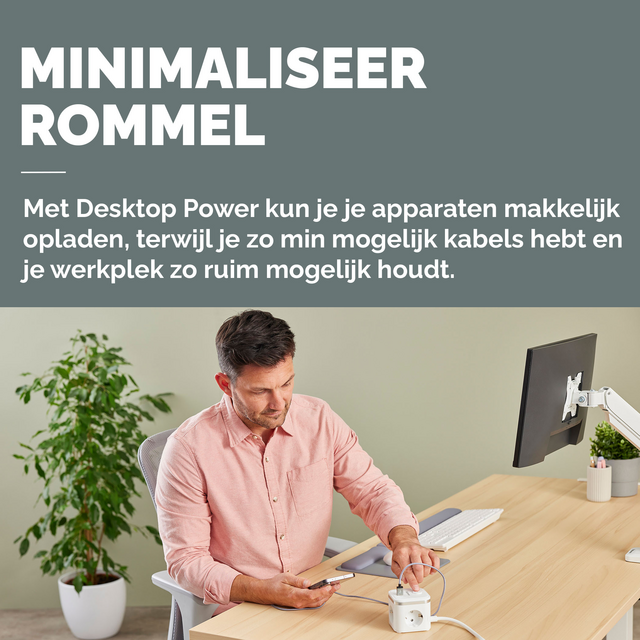 Stekkerblok Fellowes Power Cube F 3 voudig 1xUSB A 2xUSB C 2 meter wit – foto 7