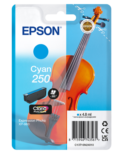 Inktcartridge Epson 250 T16N24 blauw